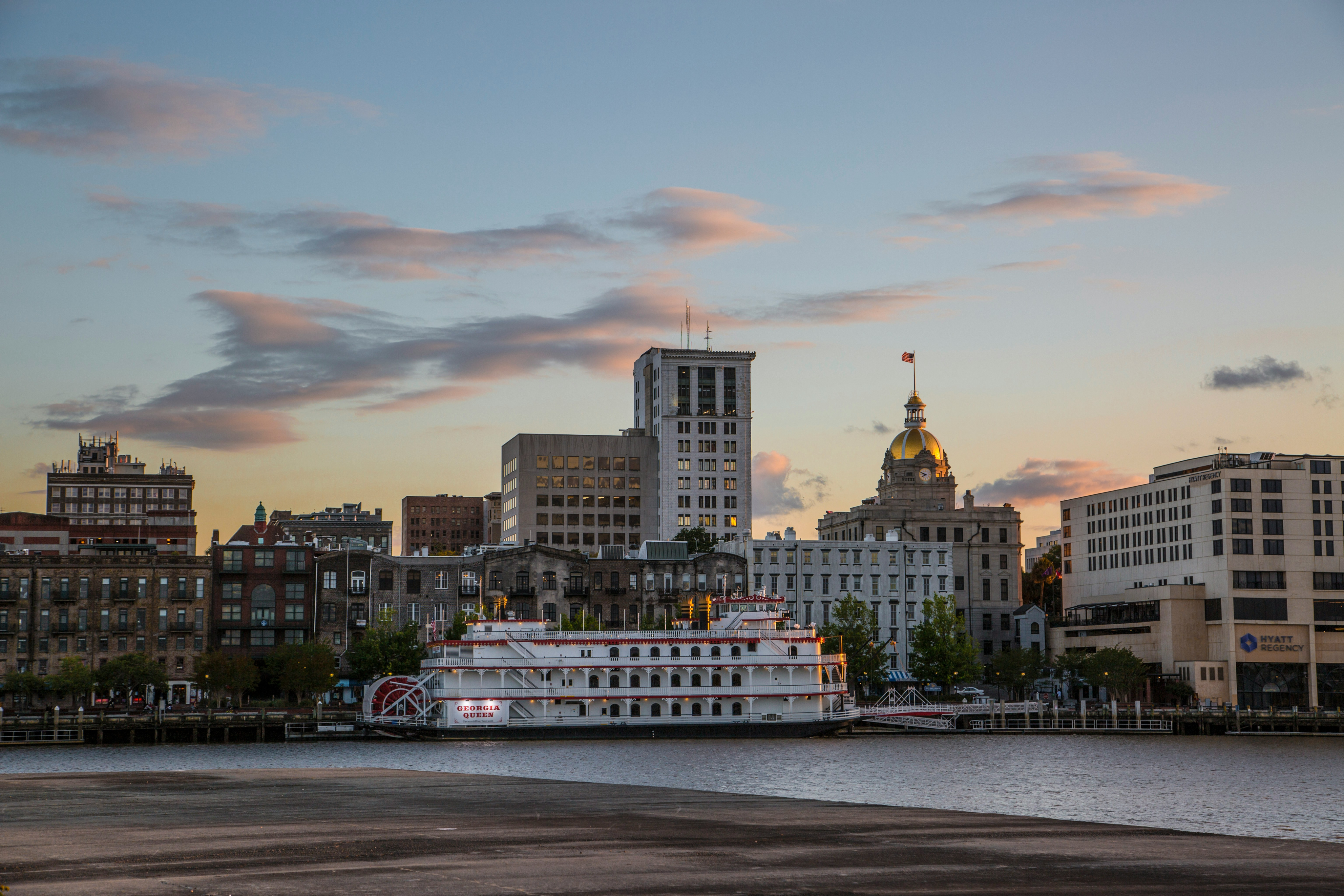 A Savannah square in the evening